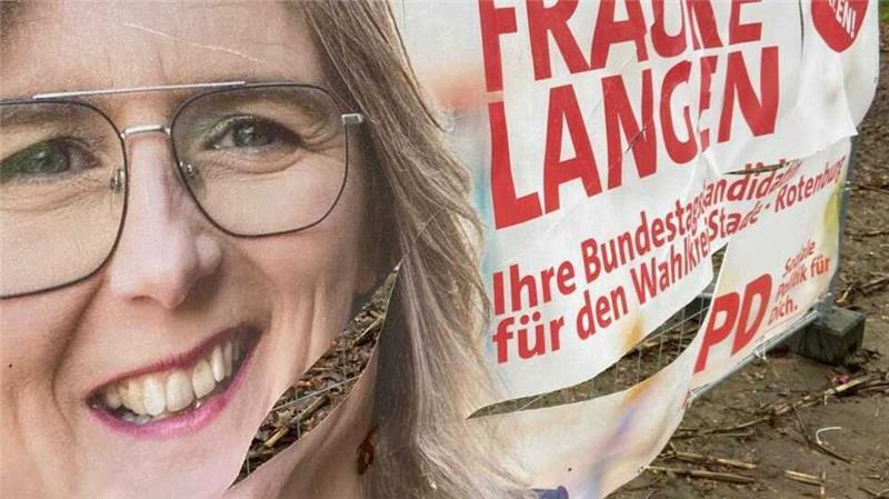 Bundestagswahlkampf: Zerstörung der Plakate erreicht eine neue Dimension Das Plakat der SPD-Kandidaten Frauke Langen wurde in Harsefeld zerstört.
