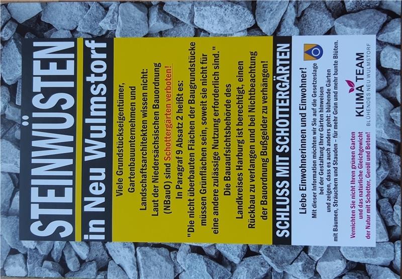 Neu Wulmstorf sagt Schottergärten den Kampf an Das Plakat zum Thema.