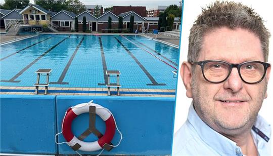 Das Sportbecken im Freibad Bützfleth. Der Rettungsring hat eine gewisse Symbolkraft.