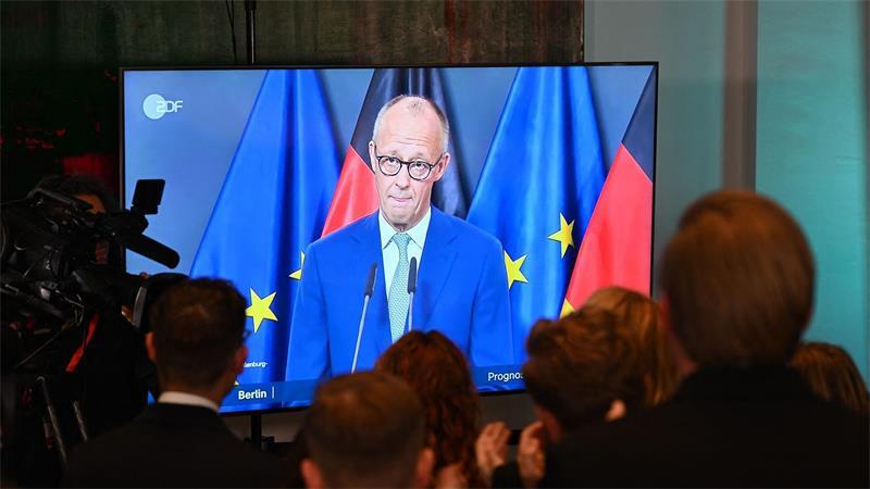 Das Statement des Kanzlers wurde auf der CDU-Wahlparty im Berliner Abgeordnetenhaus übertragen.