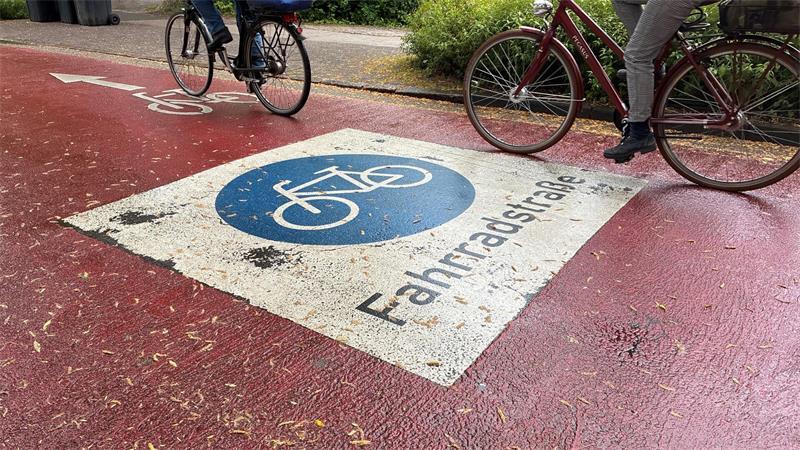 Das Symbol der Fahrradstraße wird - wie in der Neubourgstraße in Stade - auf dem Asphalt aufgebracht.