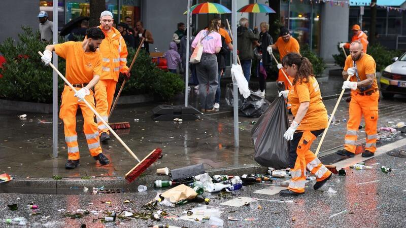 Das #TeamOrange der Stadtreinigung Hamburg sorgte unmittelbar nach dem CSD für Sauberkeit.