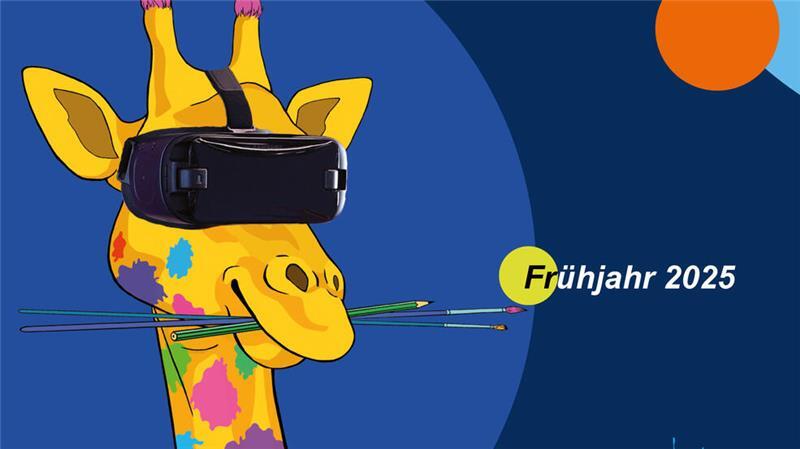 Das Titelbild des Programmhefts zeigt das Maskottchen Giraffe mit einer VR-Brille - als Symbol für die Verbindung von Tradition und Innovation.