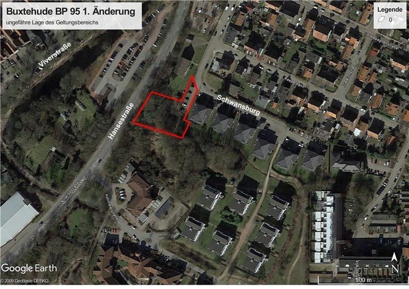 Das Unternehmen HBI will einen Firmen-Neubau an der Straße Schwansburg errichten. Das ist der geplante Standort der HBI-Zentrale. Karte: Google Earth