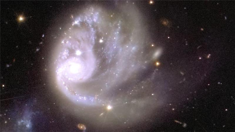 Erster Teil des „Euclid“-Himmelsatlas veröffentlicht Das Weltraumteleskop „Euclid“ zeigt auch einzelne Galaxien wie die Spiralgalaxie ESO 364-G036 in großem Detail.