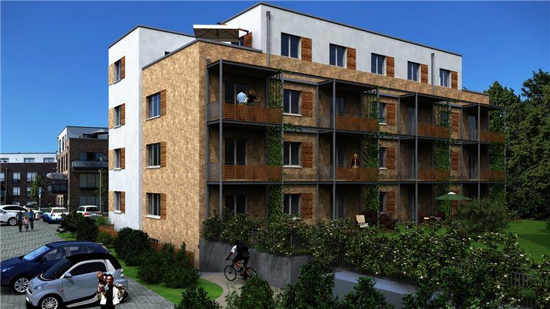 Das Wohngebäude auf dem ehemaligen Stader Festplatz.