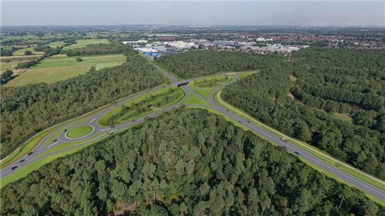 Das am Computer generierte Bild zeigt, wie später die Anschlussstelle der B3 neu an die B73 bei Neu Wulmstorf aussehen wird.