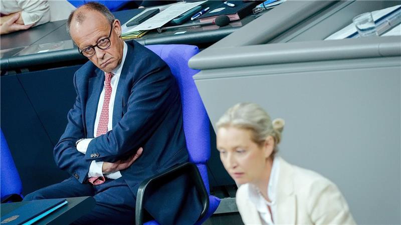 Erst Generaldebatte, dann Grillfest Das erste Rededuell zwischen Merz und Weidel in einer Generaldebatte im Juli wurde zu einem heftigen Schlagabtausch.