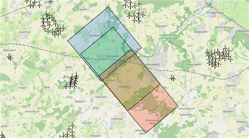 Das ist das Messgebiet, über dem die Hubschrauber fliegen werden.