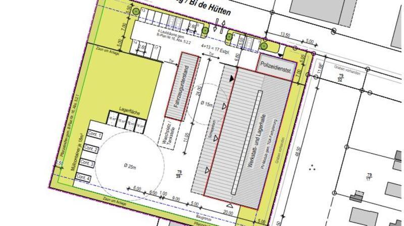 Nordkehdingens neuer Bauhof soll 3,3 Millionen Euro kosten – Polizei zieht mit ein Das ist der Lageplan des künftigen Bauhofgeländes.