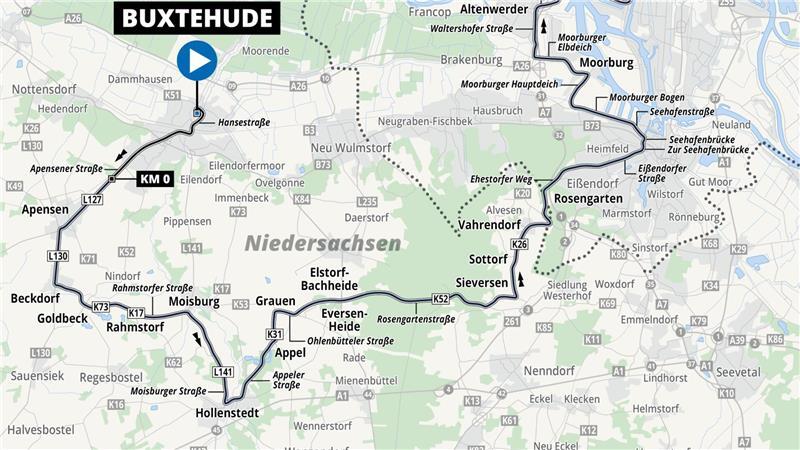 Das ist der Verlauf der Cyclassics in den Landkreisen Stade und Harburg.