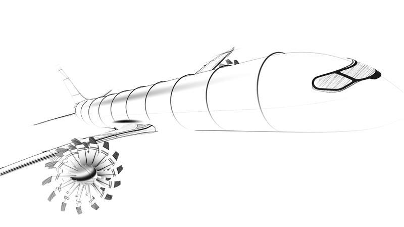 Airbus plant neuen Flieger - mit klappbaren Flügeln Das ist eine erste Skizze des Zukunftsfliegers, der als Nachfolger der A320-Baureihe entwickelt wird. Deutlich zu sehen sind die offenen Triebwerke.