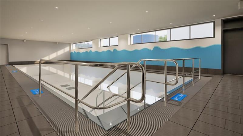 Das moderne Schwimmbecken als Visualisierung.