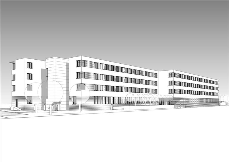 Das neue Finanzamt: Die Fassade erhält auch Elemente in Klinker.