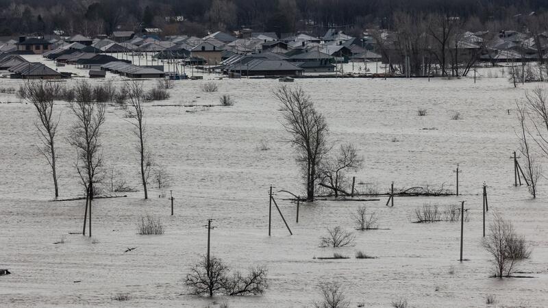 Das überschwemmte Gebiet am Rande von Orenburg.