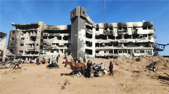 Das völlig zerstörte Schifa-Krankenhaus in Gaza-Stadt. Etwa zwei Wochen nach Beginn des Militäreinsatzes im Schifa-Krankenhaus hat die israelische Armee sich wieder zurückgezogen.