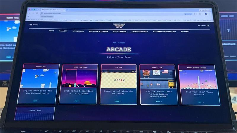 Das zweite Spiel von links, „Build The Wall“, ist mittlerweile nicht mehr auf der Arcade-Webseite des Weißen Hauses abrufbar. (Archivbild)