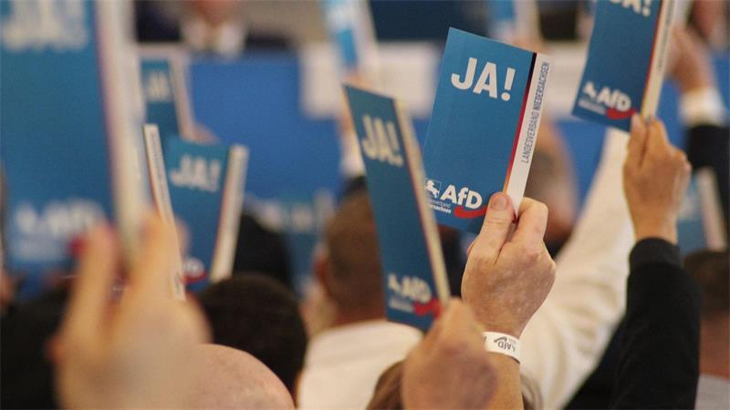 Delegierte der AfD stimmen bei der Aufstellungsversammlung zur Landtagswahl ab.