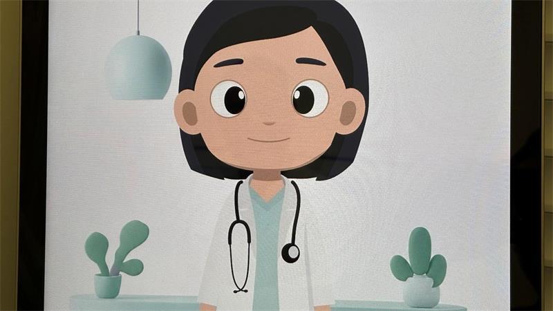 Arzttermin auf die Schnelle – via Bildschirm in Buxtehuder Apotheke Dem Patienten begegnet zunächst ein Avatar in Gestalt einer Ärztin. Die grafische Figur mit niedlichen Kulleraugen hört sich die Ersteinschätzung des Patienten an und bereitet den Arztkontakt vor.