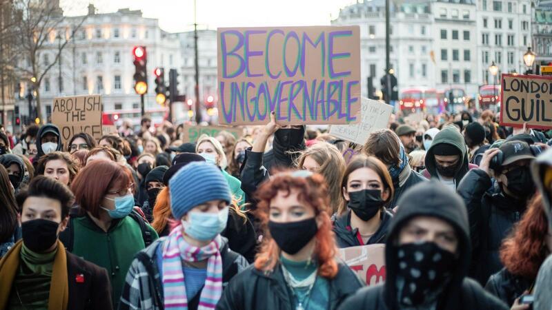 Demonstration in London, zu der die feministische Aktionsgruppe „Sisters Uncut“ aufgerufen hat.