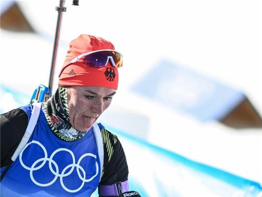 Denise Herrmann war nach dem Massenstartrennen platt. Foto: Hendrik Schmidt/dpa-Zentralbild/dpa