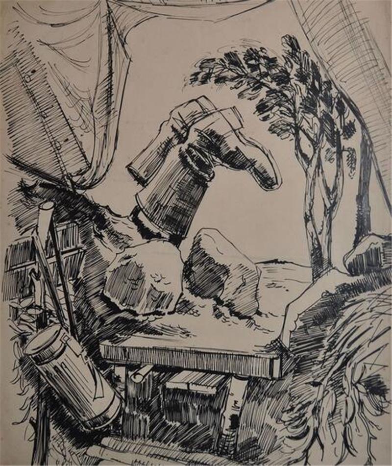 Der 1910 geborene Buxtehuder Maler Hermann Martens erlitt als Soldat an der Ostfront solche Erfrierungen, dass die Vorderseiten seiner Füße amputiert werden mussten. Dort ist auch dieses Bild entstanden.