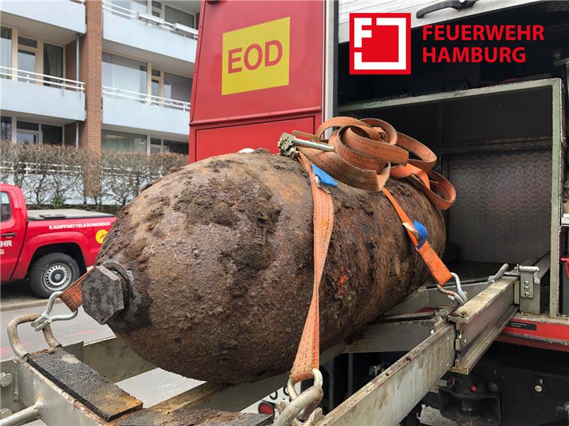 316.000 Einsätze - Neuer Rekord für Hamburgs Feuerwehr im Jahr 2022 Der 500-Kilo-Blindgänger (Symbolbild) muss entschärft werden. Foto: Feuerwehr Hamburg