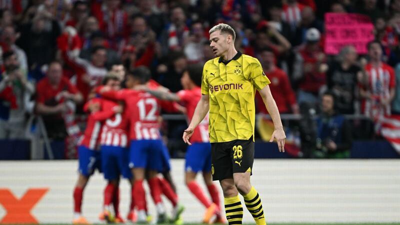 1:2 in Madrid - Haller rettet BVB-Hoffnungen aufs Halbfinale Der BVB um Julian Ryerson (M.) verlor bei Atlético Madrid.