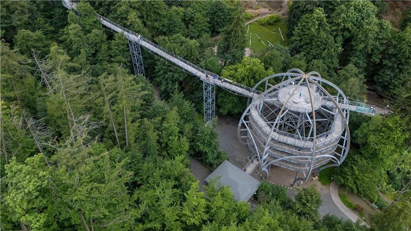Der Baumwipfelpfad war die erste größere Attraktion in der jüngeren Vergangenheit in Bad Harzburg. Im Hintergrund ist die Baustelle für die neue Wipfel-Erlebnis-Welt zu erkennen.