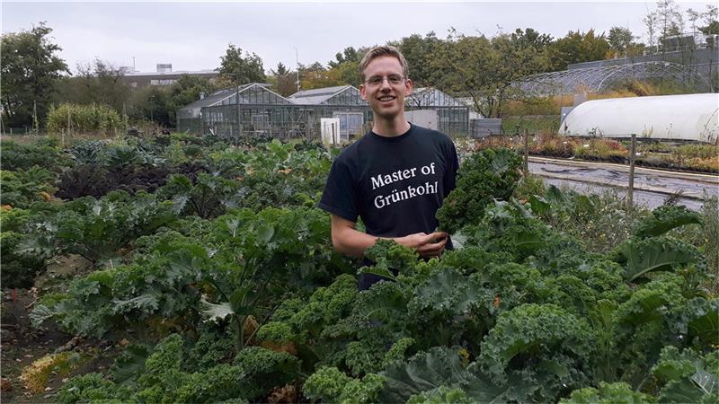 Der Biologe Christoph Hahn promoviert an der Universität Oldenburg über den Grünkohl. Inzwischen ist er als „Master of Grünkohl" bekannt. Foto: Christoph Hahn