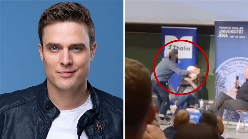 Im Video: „Tagesschau“-Sprecher Constantin Schreiber mit Torte attackiert Der Cuxhavener "Tagesschau"-Sprecher Constantin Schreiber ist bei einer Lesung seines neuen Buches Opfer einer Torten-Attacke geworden. Fotos: dpa/Screenshot