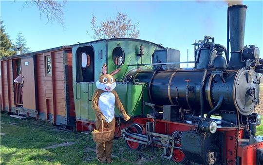 Der Dampfzug des Deutschen Feld- und Kleinbahnmuseums fährt zu Saisonbeginn ins Osternest in Lütjenkamp.