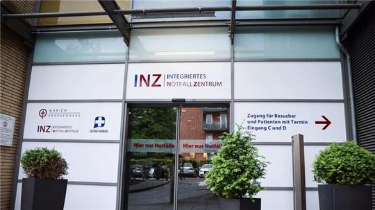 Der Eingang zum Integrierten Notfallzentrum (INZ) am Marienkrankenhaus.