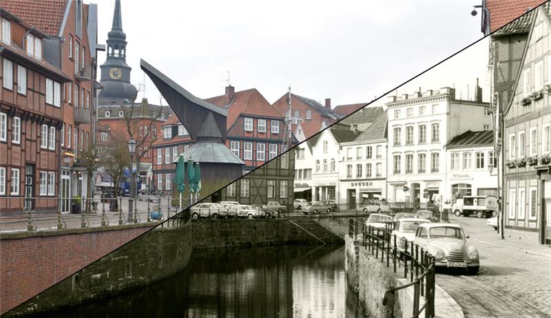 Der Fischmarkt im Wandel der Zeit. Fotos: Strüning/Stadtarchiv