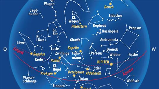 Der Fixsternhimmel im Januar 2024.