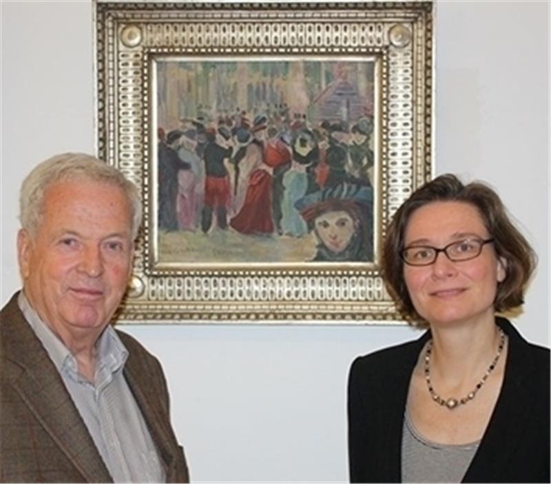 Der Großneffe von Ida Gerhardi, Wolfgang Steinweg , und die Vorstandsvorsitzende der Kunststätte, Dr. Gudula Mayr .