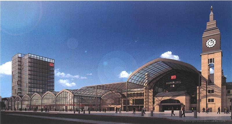 Der Hamburger Hauptbahnhof könnte nach Plänen von Stadt und Bahn um rund 70 Meter verlängert werden. Das sieht eine Machbarkeitsstudie vor, die jetzt im Verkehrsausschuss der Bürgerschaft vorgestellt wurde. Visualisierung Deutsche Bahn