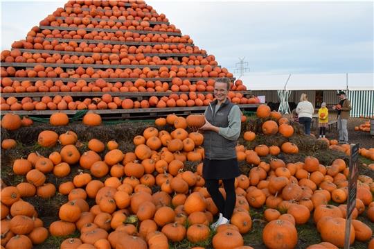 Der Hokkaido-Kürbis (Foto) ist zusammen mit dem Halloween-Kürbis der beliebteste bei den Kunden, sagt Hofmitarbeiterin Lena Prigge. Foto: Möller