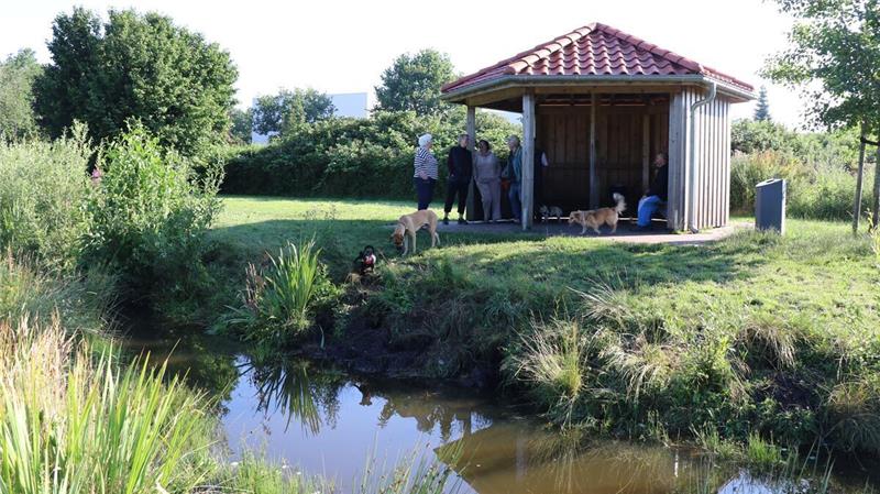 Wenn Bello baden geht: Wie schädlich ist das Wasser auf dem Hundeplatz in Hemmoor? Der Hundeplatz am Oestinger Weg in Hemmoor ist ein idyllisches Fleckchen Erde. An der Schutzhütte treffen sich Herrchen und Frauchen, während die Vierbeiner über die Wiesen toben. Nur der Wassergraben bereitet den Hundefreunden Sorgen. Foto: Mangels