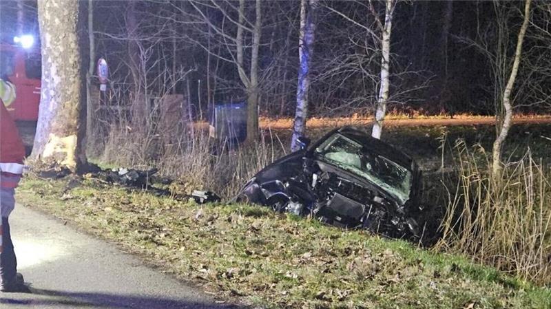Der Kia des 20-jährigen Fahrers wurde bei dem heftigen Aufprall gegen den Baum stark beschädigt.