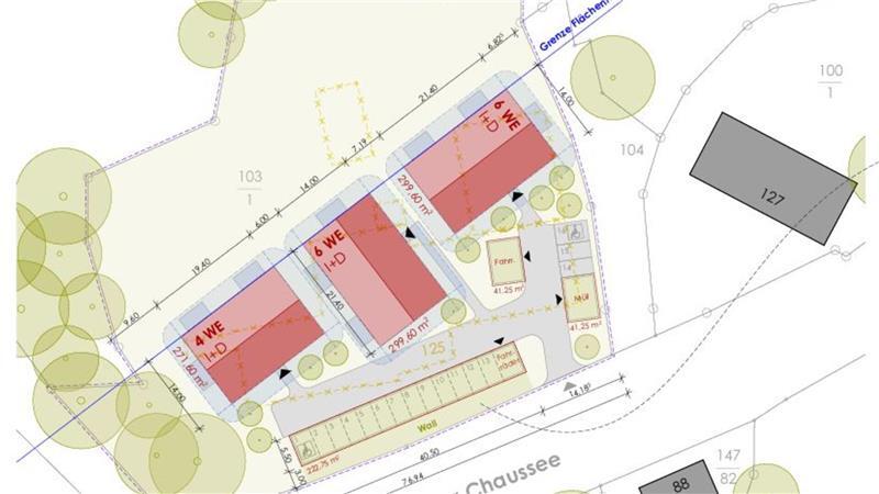 Verlassener Gasthof an der B73: Geschichte und Zukunft eines Lost Places Der Lageplan für die Bauvoranfrage bei der Stadt Buxtehude zeigt die mögliche Anordnung der geplanten Wohnhäuser an der B73.