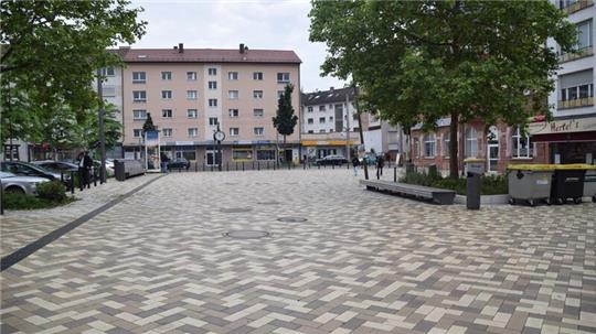 Der Marktplatz in Mannheim-Rheinau.