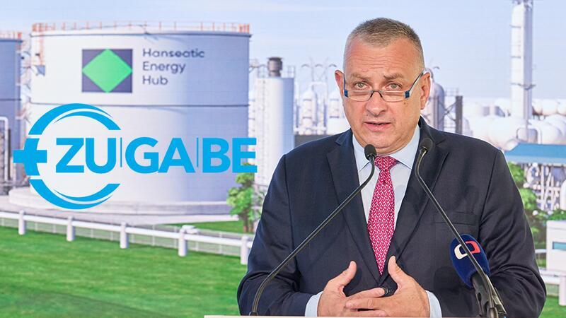 Der Minister für Industrie und Handel der Tschechischen Republik, Jozef Síkela, in Stade - ein Pendant aus Berlin fehlte.