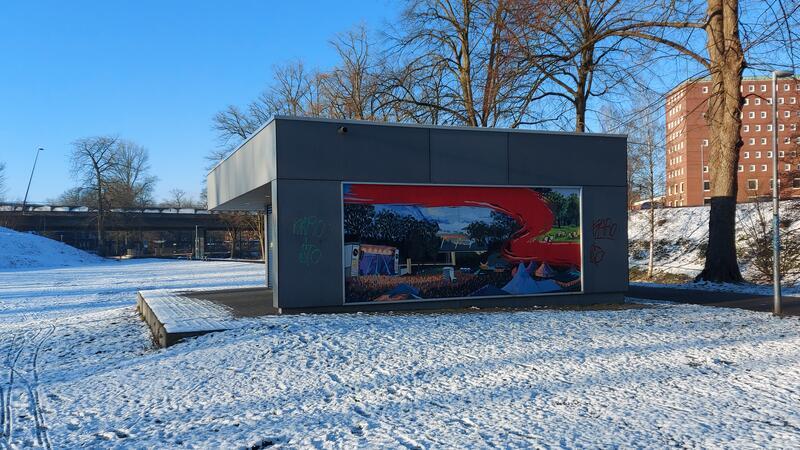 Der Pavillon im Stader Bürgerpark wird gern für Veranstaltungen gebucht Der Pavillon im Bürgerpark bei Schnee und blauem Himmel.