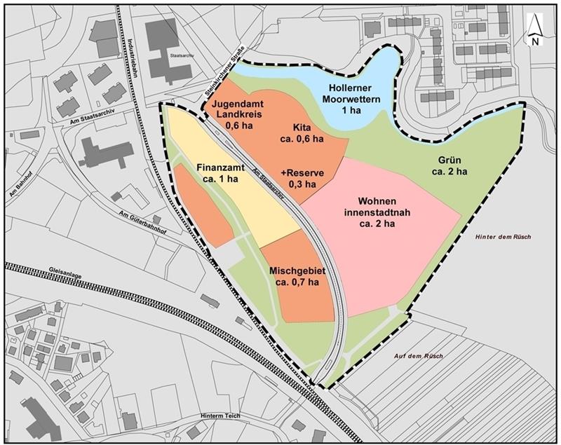 Der Plan für das neue Viertel mit der verlängerten Straße Am Staatsarchiv.