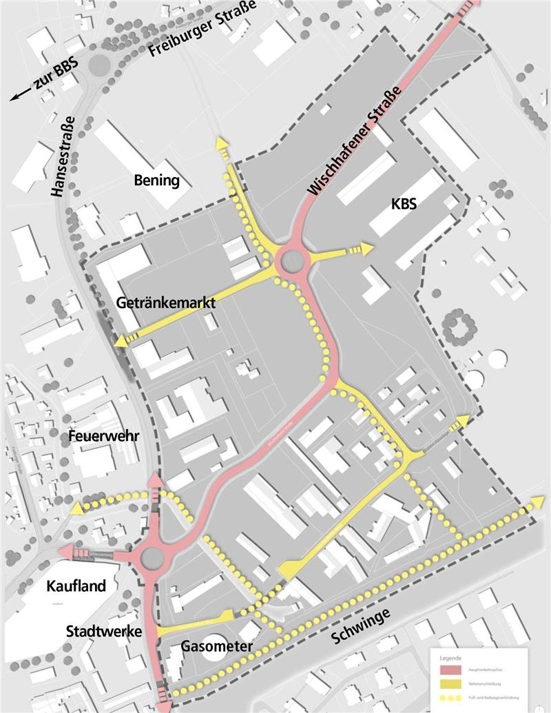 Der Plan für die Harschenflether Vorstadt mit neuer Straße.