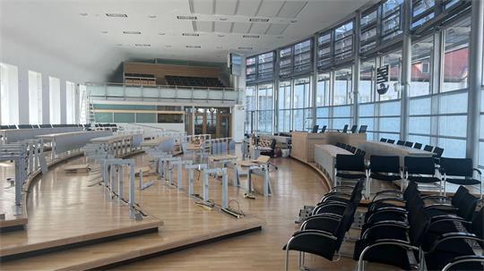 Der Plenarsaal im Magdeburger Landtag wird umgebaut.