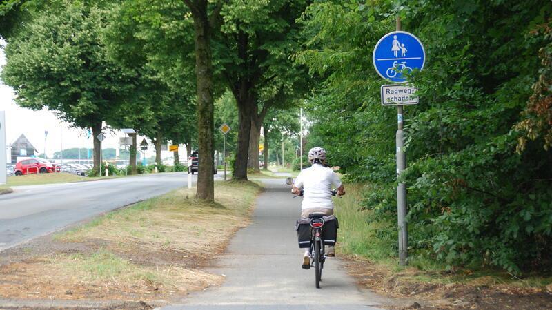 Der Radweg von Beckdorf nach Apensen wächst zu und wird immer enger. Der Gesamtzustand verschlechtert sich.