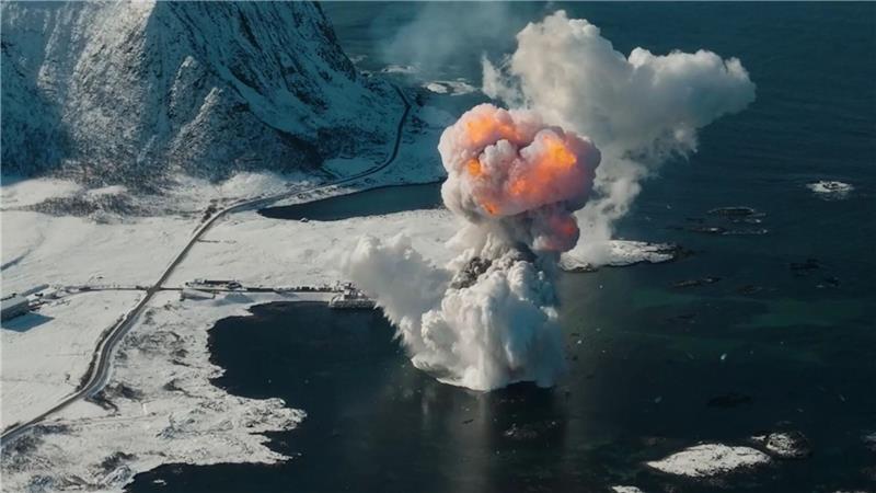 Der Screenshot aus einem Video von Isar Aerospace zeigt die Rakete Spectrum, die am Ende ihres Testflugs explodiert.