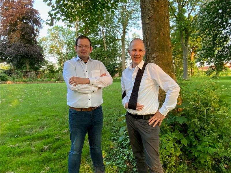 Der Spitzenkandidat der Drochterser CDU für die Gemeinderatswahlen, Jens Schütt (rechts), und Andre Weseloh, der neue CDU-Gemeindeverbandsvorsitzende, der auf Listenplatz drei für den Drochterser Rat antritt.
